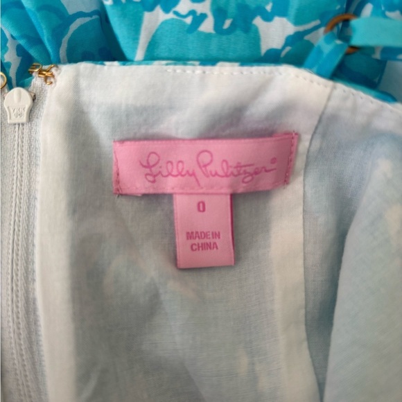 Lilly Pulitzer Ollie Fit and Flare Dress in Shorely Blue Sheer Panels Size 0 - Picture 6 of 6